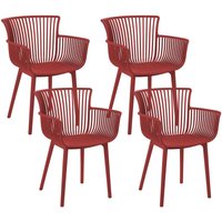 Beliani - Stühle 4er Set in Rot aus Kunststoff für Innen- und Außenbereich Geeignet Moderner Stil Plastik Gartenstühle für Garten Terrasse Esszimmer von BELIANI