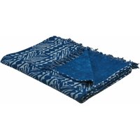 Kuscheldecke Marineblau Baumwolle 130 x 180 cm geometrisches Muster afrikanischer Print und Quasten für Bett Sofa Couch Sessel Wohnzimmer - Blau von BELIANI