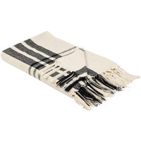 Kuscheldecke Cremeweiß und Schwarz Baumwolle 130 x 170 cm Modern mit Fransen Handgewebt Schlafzimmer Accessoire Deko Überwurf Wohndecke von BELIANI