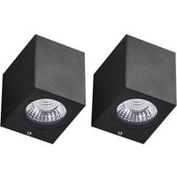 Led Wandlampe für den Außenbereich 2er Set Schwarz Aluminium und Glas 1-Flammig Rechteckig 8 cm Extern Modernes Design Garten Terrasse Led Wandlampe für den Außenbereich 2er Set Schwarz Aluminium und Glas 1-Flammig Rechteckig 8 cm Extern Modernes Design Garten Terrasse von BELIANI