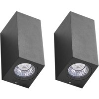 Led Wandlampe für den Außenbereich 2er Set Schwarz Aluminium und Glas 2-Flammig Rechteckig 15 cm Extern Modernes Design Garten Terrasse Led Wandlampe für den Außenbereich 2er Set Schwarz Aluminium und Glas 2-Flammig Rechteckig 15 cm Extern Modernes Design Garten Terrasse von BELIANI
