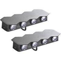 Led Wandlampe für den Außenbereich 2er Set Schwarz Aluminium und Glas 8-Flammig Rechteckig 21 cm Extern Modernes Design Garten Terrasse von BELIANI