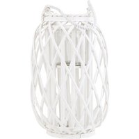 Laterne Weiß 26 x 40 cm Glas mit Holz Kerzenhalter Dekorativ Rund Modern Laterne Weiß 26 x 40 cm Glas mit Holz Kerzenhalter Dekorativ Rund Modern von BELIANI