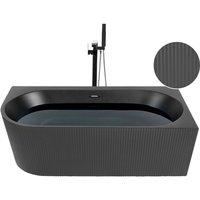 Eckbadewanne GOCTA linksseitig 170 x 80 cm Schwarz von BELIANI