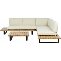 Lounge Set Hellbraun FSC-Zertifiziertes Akazienholz 5-Sitzer mit Auflagen Cremeweiß Modern Tisch 82x82 cm Garten Terrasse Außenbereich Outdoor von BELIANI