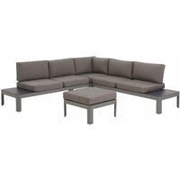 Lounge Set Grau 5-Sitzer Polyester Aluminium inkl. Auflagen mit Hocker Garten/Terrassemöbel Outdoor Modernes Design - Grau von BELIANI