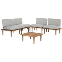 Lounge Set Hellbraun Akazienholz 5-Teilig 4 Sessel mit Couchtisch Auflagen Hellgrau Modern Outdoor Terrasse Balkon Gartenset Gartenmöbel Set Lounge Set Hellbraun Akazienholz 5-Teilig 4 Sessel mit Couchtisch Auflagen Hellgrau Modern Outdoor Terrasse Balkon Gartenset Gartenmöbel Set von BELIANI
