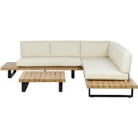 Garten Ecksofa mit Tisch 5-Sitzer MYKONOS rechtsseitig zertifiziertes Akazienholz Cremeweiß Garten Ecksofa mit Tisch 5-Sitzer MYKONOS rechtsseitig zertifiziertes Akazienholz Cremeweiß von BELIANI