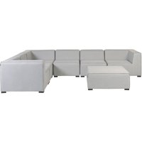 Lounge Set Hellgrau Stoffbezug Modular 7-teilig Rechtsseitig Ecksofa mit Ottomane Outdoor u. Indoor für 7 Personen Garten Terrasse Wintergarten von BELIANI