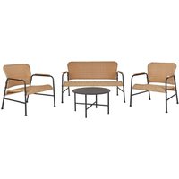 Lounge Set Naturfarben PE-Rattan 4-Teilig Modern 2-Sitzer Sofa 2 Sessel u. Couchtisch Outdoor Terrasse Balkon Gartenset Gartenmöbel Set von BELIANI