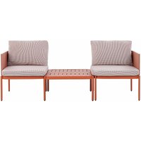 Lounge-Set Orange Aluminium Modular 3-teilig Stapelbar 2-Sitzer mit Couchtisch und Auflagen Modern Terrasse Garten Outdoor Möbel Ausstattung - Weiß von BELIANI