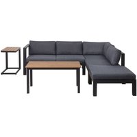 Lounge Set Schwarz Aluminium und Kunstholz mit Auflagen Grau Stoff Skandi Modern 5-Sitzer Ecksofa Ottomane und 2 Couchtische Terrasse Garten Lounge Set Schwarz Aluminium und Kunstholz mit Auflagen Grau Stoff Skandi Modern 5-Sitzer Ecksofa Ottomane und 2 Couchtische Terrasse Garten von BELIANI