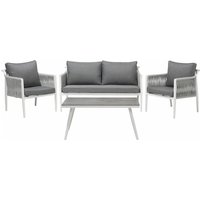 Beliani - Gartenset Weiß Grau Textil Aluminium 4-Sitzer Seil Look Scandi Stil Minimalistisch Terrasse Outdoor - Grau von BELIANI