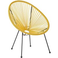 Beliani - Balkonstuhl Gelb Polyrattan Spaghetti-Optik Modern Mexikanischer Stil Outdoor Balkon Terrasse Garten Möbel - Schwarz von BELIANI