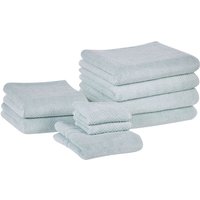 Handtuch-Set mit Badematte Mintgrün Frottee Baumwolle 9-teilig Modern Saugfähig Schnelltrocknend Ringgesponnen für Badezimmer von BELIANI