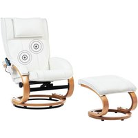 Massagesessel mit Fußhocker Weiß Kunstleder Drehbar Holzbeine Heizfunktion Liegefunktion Timer Fernbedienung Modern für Büro Arbeitszimmer von BELIANI