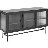 Beliani - Sideboard Schwarz Stahl 35 x 115 x 64 cm mit 3 Durchsichtigen Glastüren 4 Regalböden 3 Griffen Industriell Flur Schlafzimmer Küche von BELIANI