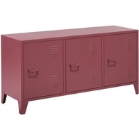 Metallschrank Dunkelrot Stahl 40 x 120 x 60 cm Sideboard mit Griffen 3 Türen 2 Regalböden Wohnzimmer Büro Arbeitszimmer Flur Bad Metallschrank Dunkelrot Stahl 40 x 120 x 60 cm Sideboard mit Griffen 3 Türen 2 Regalböden Wohnzimmer Büro Arbeitszimmer Flur Bad von BELIANI