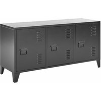 Metallschrank Schwarz Stahl 40 x 120 x 60 cm Sideboard mit Griffen 3 Türen 2 Regalböden Wohnzimmer Büro Arbeitszimmer Flur Bad - Schwarz von BELIANI