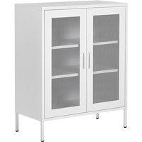 Schrank Weiß Metall 80 x 40 x 102 cm mit 2 durchsichtigen Türen 2 Regalböden 2 Griffen Flur Schlafzimmer Küche Wohnzimmer - Weiß von BELIANI