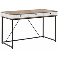 Schreibtisch heller Holzfarbton/weiß Spanplatte/Metall mit 3 Schubladen 120x60 cm Büro Kinderzimmer Schule - Weiß von BELIANI