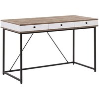 Beliani - Schreibtisch heller Holzfarbton/weiß Spanplatte/Metall mit 3 Schubladen 120x60 cm Büro Kinderzimmer Schule von BELIANI
