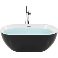 Freistehende Badewanne Schwarz 170 x 75 cm aus glänzendem Sanitäracryl ovale Form Badezimmerzubehör Elegantes Modernes Design - Weiß von BELIANI