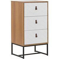 Moderne Kommode Heller Holzfarbton / Weiß 3 Schubladen mdf- Platte Metall für Schlafzimmer für Wohnzimmer - Schwarz von BELIANI