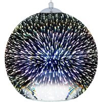 Beliani - Hängeleuchte Silber Glas mit Schirm in Kugelform 3D-Feuerwerk-Effekt Skandinavischer Stil für Wohnzimmer Esszimmer - Silber von BELIANI