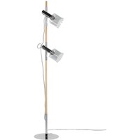Stehlampe Grau Metall und Rauchglas 150 cm 2-flammig mit Holzgestell höhenverstellbaren Schirmen und 2 Schaltern langes Kabel Industrie Look - Grau von BELIANI