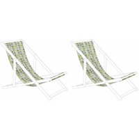 Stoffbezüge für Gartenliege 2er Set Gelb / Grau aus Polyester 113 x 44 cm mit Zick Zack Muster Gartenausstattung Outdoor Garten Accessories von BELIANI