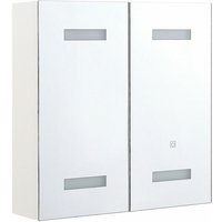 Bad Spiegelschrank Weiß Sperrholzplatte 2 türig 60x60 cm mit 4 LED-Leisten Fächern Wandeinbau Modern Trendy Badezimmer Möbel - Silber von BELIANI