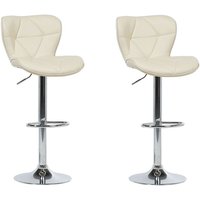 Barhocker Hellbeige Kunstleder Höhenverstellbar Drehbar mit Hoher Rückenlehne Silbernes Metallgestell Fußstütze Modern Kücheninsel Küchenbar von BELIANI