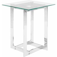 Beliani - Beistelltisch Silber Transparent 40 x 40 cm Glasplatte Glänzende Metallgestell Poliert Quadratisch Modern - Transparent von BELIANI