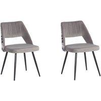 Esszimmerstuhl 2er Set Grau Polsterbezug mit Metallbeinen und gemustertem Motiv Wohnzimmer Esszimmer Küche Modern von BELIANI