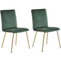 Esszimmerstuhl 2er Set Smaragdgrün Samtstoff Metallbeine in Gold Modern von BELIANI