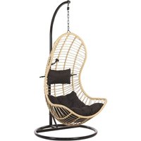 Hängesessel Beige Rattan mit schwarzem Gestell aus Stahl inkl. Kissen Outdoor Indoor Boho Stil von BELIANI