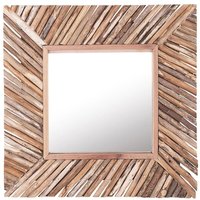Wandspiegel Braun Quadratisch 60 x 60 cm Holz Modern Landhausstil von BELIANI