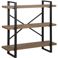 Bücherregal Dunkler Holzfarbton mdf Platte Metall 111 x 111 x 35 cm Modern Industrieller Stil Praktisch 3 Regalböden Viel Stauraum Wohnzimmer von BELIANI