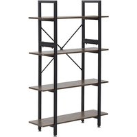 Regal Schwarz Holzoptik Spannplatte Metallgestell 140 x 90 x 30 cm Industrieller Stil 4 Fächer Viel Stauraum Praktisch Wohnzimmer - Schwarz von BELIANI