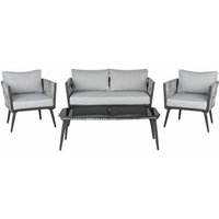 Gartenmöbel Set Grau Schwarz Rattan Aluminium Textil inkl. Kissen 4-Sitzer Terrasse Outdoor Modern - Schwarz von BELIANI