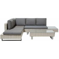 Gartenmöbel Set Grau und Beige Rattan Aluminium Textil inkl. Kissen 5-Sitzer mit verstellbarer Rückenlehne Terrasse Outdoor Modern - Beige von BELIANI