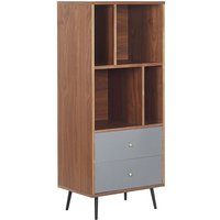 Beliani - Regal Dunkelbraun/Grau MDF-Platte Holzoptik mit 2 Schubladen und 4 Fächern Wohnzimmer Schlafzimmer Flur Salon Möbel - Grau von BELIANI