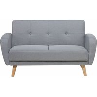 2-Sitzer Sofa Hellgrau Stoffbezug mit Holzbeinen Schlaffunktion Verstellbar Rechteckig Skandinavisch Modern Wohnzimmer Ausstattung Schlafsofa von BELIANI