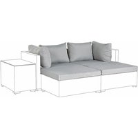 Beliani - Set Kissenbezüge für Gartenlounge Grau Polyester Reißverschlüsse UV-Schutz 4 Sitz- 2 Seiten- und 2 Rückenkissenbezüge Garten Balkon - Grau von BELIANI