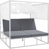 Beliani - Sonnenbett Weiß / Grau mit Sonnendach Aluminium / Polyesterauflagen verstellbare Sitzplätze Doppelliege/ Sonnenliege/ Gartenliege/ von BELIANI