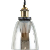 Beliani - Hängeleuchte Messing und Schwarz Metall mit Schirm aus Rauchglas Glockenform Industrie Design - Transparent von BELIANI