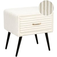 Nachttisch Cremeweiß Cord 38x46x49 cm mit Metallgestell Schwarz 1 Schublade Rechteckig Aufbewahrung Modern Glamourös Möbel für Schlafzimmer von BELIANI
