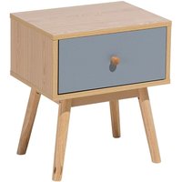 Nachttisch Heller Holzfarbton Grau Spanplatte mdf Platte Gummibaumholz Kautschuckholz 45 x 40 x 30 cm Modern Stilvoll 1 Schublade Schlafzimmer von BELIANI