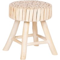 Nachttisch Heller Holzfarbton Teakholz 40 x 35 x 35 cm Landhausstil Naturell Rund Multifunktional Landhausstil Stabil Schlafzimmer - Heller von BELIANI